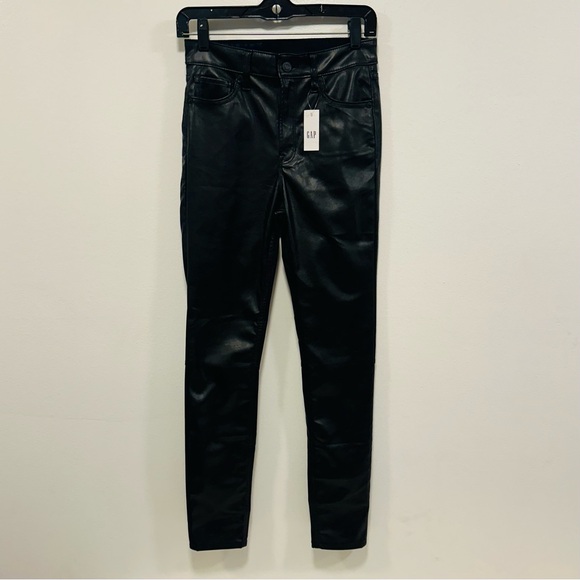 GAP Black Faux Leather Skinny leggings jegging Pants SIZE small 25 - Picture 2 of 9